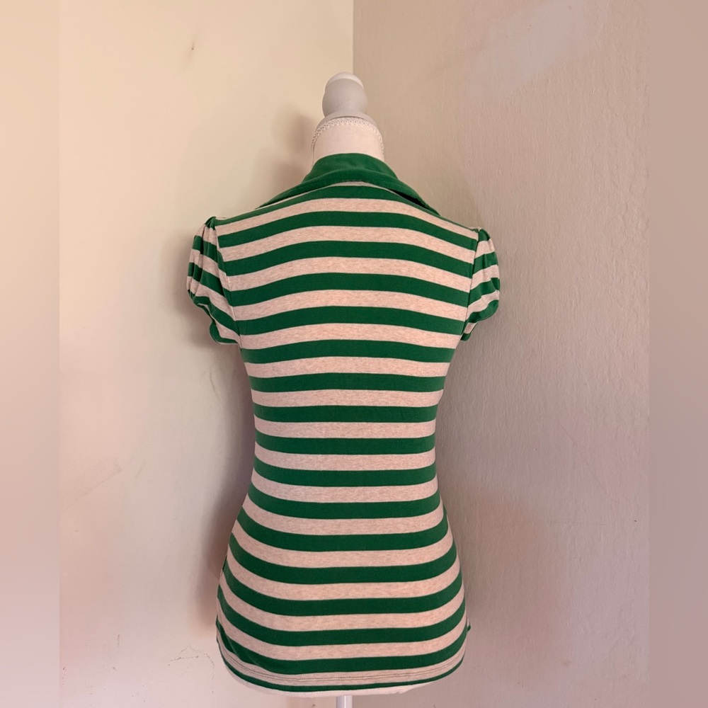 Old Navy Green and White Striped Polo - Picture 3 of 6